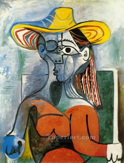 Buste de femme au chapeau 1962 Cubism Oil Paintings